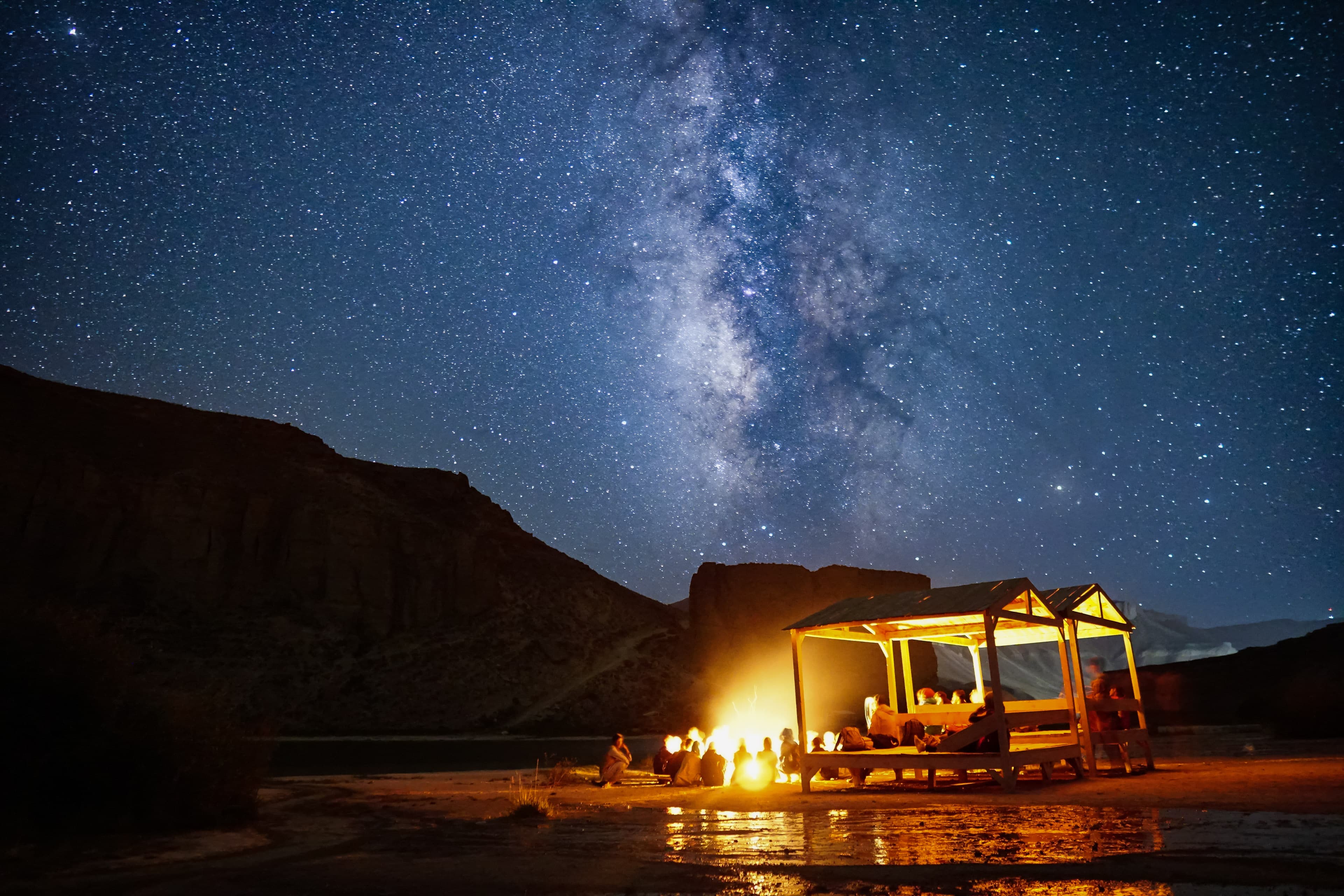 Campfire Under Milky Way